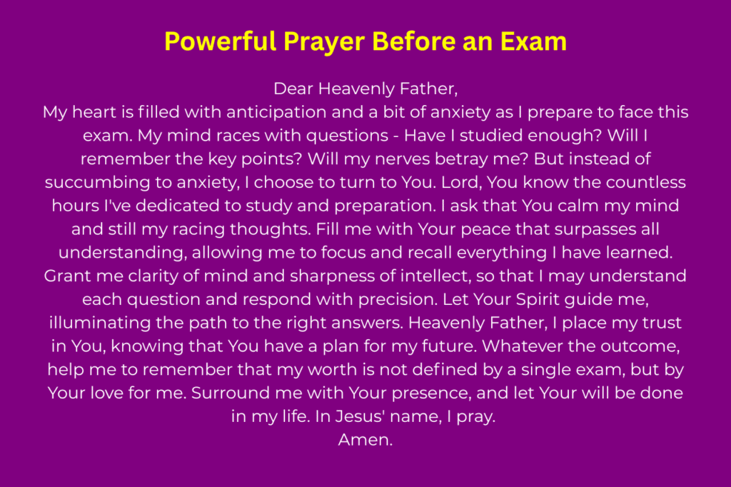 powerful prayer to pass an examination