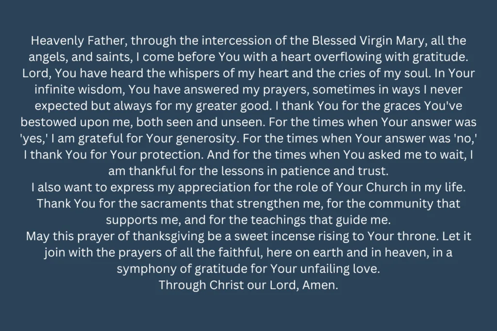 Catholic Prayer for Thanking God for Answered Prayers