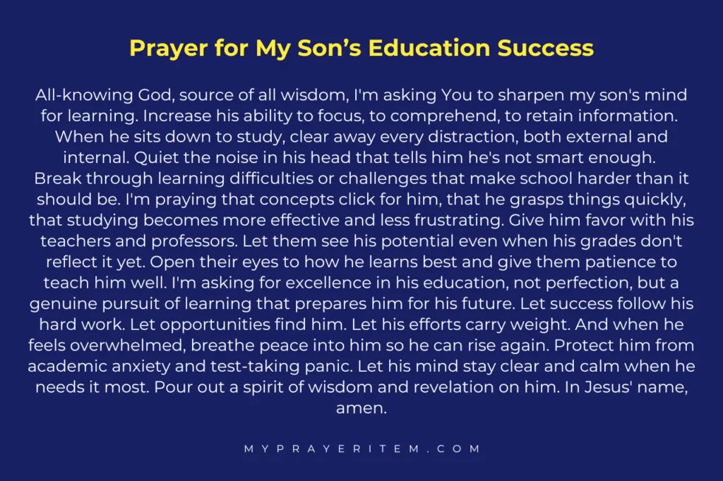 Prayer for My Son's Education Success